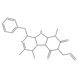 1-benzyl-3,4,9-trimethyl-7-prop-2-enyl-5a,9a,10,10a-tetrahydro-4H-purino[8,7-c][1,2,4]triazine-6,8-dione结构式