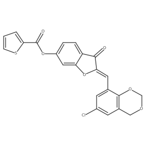 (2Z)-2-[(6-chloro-4H-1,3-benzodioxin-8-yl)methylidene]-3-oxo-2,3-dihydro-1-benzofuran-6-yl thiophene-2-carboxylate结构式