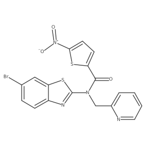 N-(6-bromobenzo[d]thiazol-2-yl)-5-nitro-N-(pyridin-2-ylmethyl)thiophene-2-carboxamide结构式