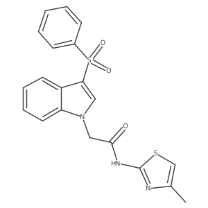 N-(4-methylthiazol-2-yl)-2-(3-(phenylsulfonyl)-1H-indol-1-yl)acetamide Structure