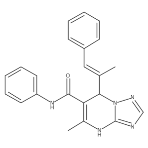 (E)-5-methyl-N-phenyl-7-(1-phenylprop-1-en-2-yl)-4,7-dihydro-[1,2,4]triazolo[1,5-a]pyrimidine-6-carboxamide结构式