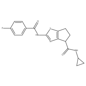 N-cyclopropyl-2-(4-fluorobenzamido)-5,6-dihydro-4H-cyclopenta[d]thiazole-4-carboxamide Structure