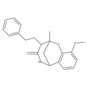 10-methoxy-2-methyl-3-phenethyl-5,6-dihydro-2H-2,6-methanobenzo[g][1,3,5]oxadiazocine-4(3H)-thione结构式
