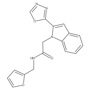 2-(2-(1,3,4-oxadiazol-2-yl)-1H-indol-1-yl)-N-(furan-2-ylmethyl)acetamide结构式