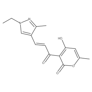 (E)-3-(3-(1-ethyl-3-methyl-1H-pyrazol-4-yl)acryloyl)-4-hydroxy-6-methyl-2H-pyran-2-one Structure