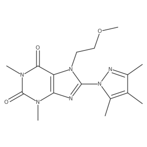 7-(2-methoxyethyl)-1,3-dimethyl-8-(3,4,5-trimethyl-1H-pyrazol-1-yl)-1H-purine-2,6(3H,7H)-dione结构式