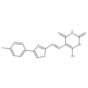5-(((4-(4-fluorophenyl)thiazol-2-yl)amino)methylene)-2-thioxodihydropyrimidine-4,6(1H,5H)-dione Structure