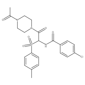 N-(2-(4-acetylpiperazin-1-yl)-2-oxo-1-tosylethyl)-4-chlorobenzamide结构式