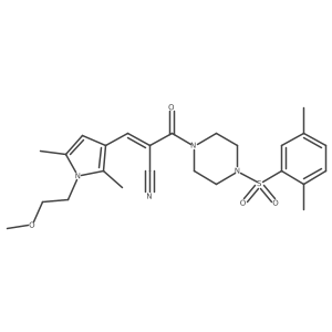 2-[4-(2,5-dimethylbenzenesulfonyl)piperazine-1-carbonyl]-3-[1-(2-methoxyethyl)-2,5-dimethyl-1H-pyrrol-3-yl]prop-2-enenitrile结构式