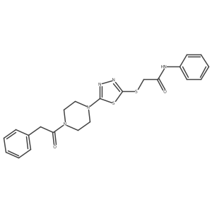 N-phenyl-2-((5-(4-(2-phenylacetyl)piperazin-1-yl)-1,3,4-thiadiazol-2-yl)thio)acetamide Structure