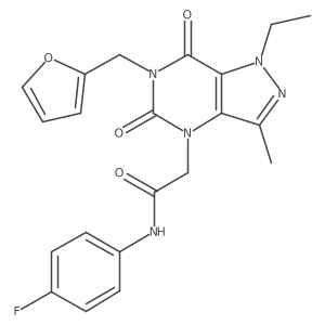 2-(1-ethyl-6-(furan-2-ylmethyl)-3-methyl-5,7-dioxo-6,7-dihydro-1H-pyrazolo[4,3-d]pyrimidin-4(5H)-yl)-N-(4-fluorophenyl)acetamide Structure