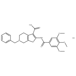 6-Benzyl-2-(3,4,5-trimethoxybenzamido)-4,5,6,7-tetrahydrothieno[2,3-c]pyridine-3-carboxamide hydrochloride结构式
