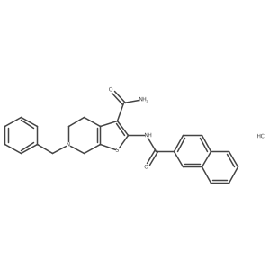6-benzyl-2-(naphthalene-2-amido)-4H,5H,6H,7H-thieno[2,3-c]pyridine-3-carboxamide hydrochloride结构式