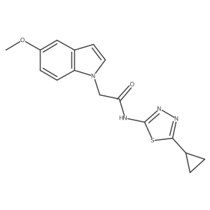 N-(5-cyclopropyl-1,3,4-thiadiazol-2-yl)-2-(5-methoxy-1H-indol-1-yl)acetamide结构式
