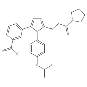 2-((1-(4-(difluoromethoxy)phenyl)-5-(3-nitrophenyl)-1H-imidazol-2-yl)thio)-1-(pyrrolidin-1-yl)ethanone Structure