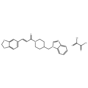 (E)-1-(4-((1H-benzo[d]imidazol-1-yl)methyl)piperidin-1-yl)-3-(benzo[d][1,3]dioxol-5-yl)prop-2-en-1-one oxalate Structure