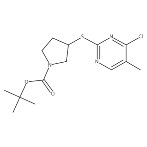 3-(4-Chloro-5-methyl-pyrimidin-2-ylsulfanyl)-pyrrolidine-1-carboxylic acid tert-butyl ester结构式
