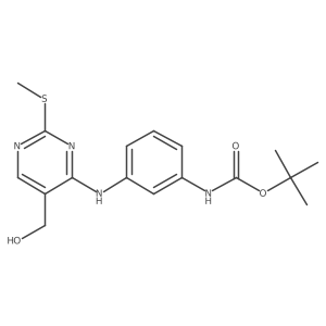 Tert-butyl (3-((5-(hydroxymethyl)-2-(methylthio)pyrimidin-4-yl)amino)phenyl)carbamate结构式