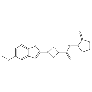 1-(5-methoxybenzo[d]thiazol-2-yl)-N-(2-oxotetrahydrothiophen-3-yl)azetidine-3-carboxamide结构式