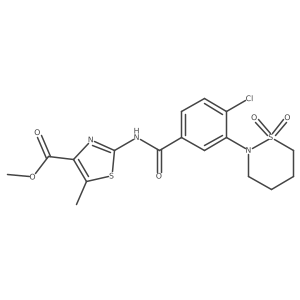 Methyl 2-({[4-chloro-3-(1,1-dioxido-1,2-thiazinan-2-yl)phenyl]carbonyl}amino)-5-methyl-1,3-thiazole-4-carboxylate结构式