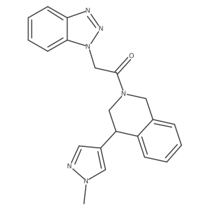 2-(1H-benzo[d][1,2,3]triazol-1-yl)-1-(4-(1-methyl-1H-pyrazol-4-yl)-3,4-dihydroisoquinolin-2(1H)-yl)ethanone Structure