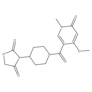 3-(1-(4-Methoxy-1-methyl-6-oxo-1,6-dihydropyridine-3-carbonyl)piperidin-4-yl)oxazolidine-2,4-dione结构式