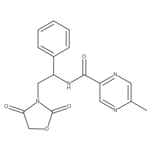 N-(2-(2,4-dioxooxazolidin-3-yl)-1-phenylethyl)-5-methylpyrazine-2-carboxamide结构式