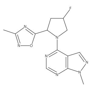 5-(4-fluoro-1-{1-methyl-1H-pyrazolo[3,4-d]pyrimidin-4-yl}pyrrolidin-2-yl)-3-methyl-1,2,4-oxadiazole结构式