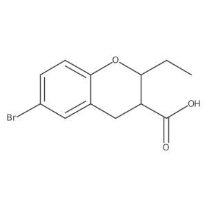 6-bromo-2-ethyl-3,4-dihydro-2H-1-benzopyran-3-carboxylic acid结构式