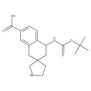 4-{[(Tert-butoxy)carbonyl]amino}-3,4-dihydrospiro[1-benzopyran-2,3'-pyrrolidine]-7-carboxylic acid结构式