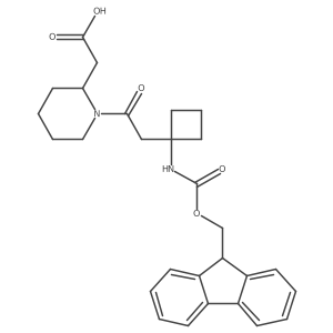 2-[(2S)-1-{2-[1-({[(9H-fluoren-9-yl)methoxy]carbonyl}amino)cyclobutyl]acetyl}piperidin-2-yl]acetic acid结构式