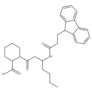 4-[3-({[(9H-fluoren-9-yl)methoxy]carbonyl}amino)heptanoyl]morpholine-3-carboxylic acid结构式