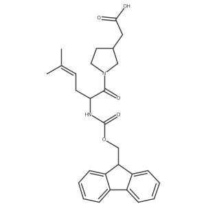 2-{1-[2-({[(9H-fluoren-9-yl)methoxy]carbonyl}amino)-5-methylhex-4-enoyl]pyrrolidin-3-yl}acetic acid Structure