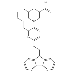 1-[2-({[(9H-fluoren-9-yl)methoxy]carbonyl}amino)-4-(methylsulfanyl)butanoyl]-5-methylpiperidine-3-carboxylic acid结构式