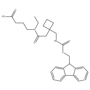 4-(N-ethyl-2-{1-[({[(9H-fluoren-9-yl)methoxy]carbonyl}amino)methyl]cyclobutyl}acetamido)butanoic acid Structure