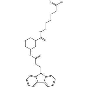 rac-6-{[(1R,3S)-3-({[(9H-fluoren-9-yl)methoxy]carbonyl}amino)cyclohexyl]formamido}hexanoic acid结构式