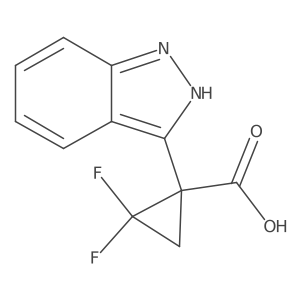 2,2-difluoro-1-(1H-indazol-3-yl)cyclopropane-1-carboxylic acid结构式