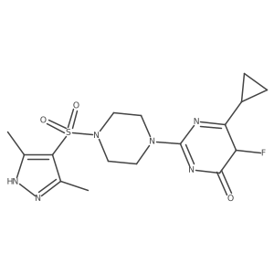 6-cyclopropyl-2-[4-[(3,5-dimethyl-1H-pyrazol-4-yl)sulfonyl]piperazin-1-yl]-5-fluoro-5H-pyrimidin-4-one Structure
