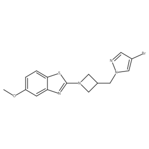 2-{3-[(4-bromo-1H-pyrazol-1-yl)methyl]azetidin-1-yl}-5-methoxy-1,3-benzothiazole结构式