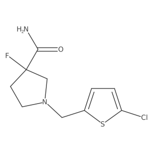 1-[(5-Chlorothiophen-2-yl)methyl]-3-fluoropyrrolidine-3-carboxamide结构式