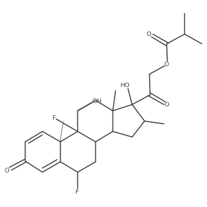 Pregna-1,4-diene-3,20-dione, 6,9-difluoro-11,17-dihydroxy-16-methyl-21-(2-methyl-1-oxopropoxy)-, (6I+/-,11I(2),16I+/-)-结构式