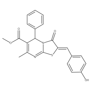 methyl (2E)-2-[(4-hydroxyphenyl)methylidene]-7-methyl-3-oxo-5-phenyl-2H,3H,5H-[1,3]thiazolo[3,2-a]pyrimidine-6-carboxylate Structure
