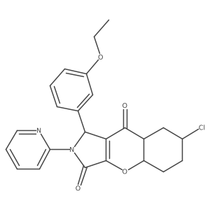 7-chloro-1-(3-ethoxyphenyl)-2-pyridin-2-yl-4a,5,6,7,8,8a-hexahydro-1H-chromeno[2,3-c]pyrrole-3,9-dione结构式