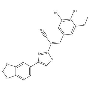 (Z)-2-(4-(benzo[d][1,3]dioxol-5-yl)thiazol-2-yl)-3-(3-bromo-4-hydroxy-5-methoxyphenyl)acrylonitrile Structure