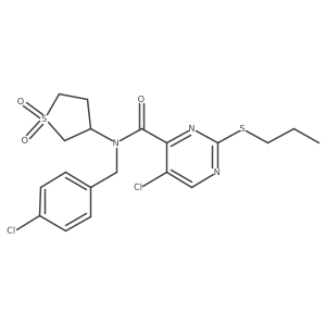 5-chloro-N-(4-chlorobenzyl)-N-(1,1-dioxidotetrahydrothiophen-3-yl)-2-(propylsulfanyl)pyrimidine-4-carboxamide Structure
