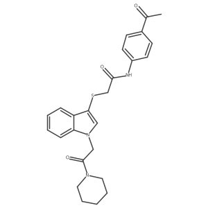 N-(4-acetylphenyl)-2-((1-(2-oxo-2-(piperidin-1-yl)ethyl)-1H-indol-3-yl)thio)acetamide结构式