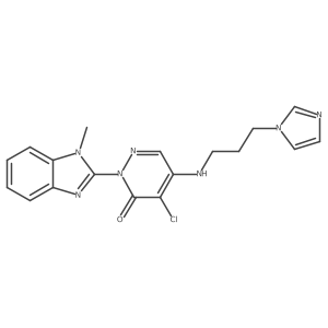 4-chloro-5-{[3-(1H-imidazol-1-yl)propyl]amino}-2-(1-methyl-1H-benzimidazol-2-yl)pyridazin-3(2H)-one结构式