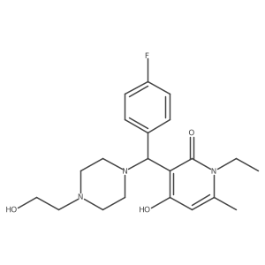 1-ethyl-3-((4-fluorophenyl)(4-(2-hydroxyethyl)piperazin-1-yl)methyl)-4-hydroxy-6-methylpyridin-2(1H)-one Structure