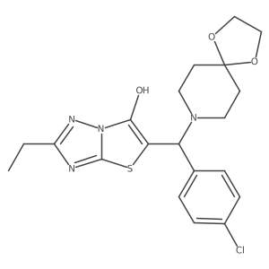 5-((4-Chlorophenyl)(1,4-dioxa-8-azaspiro[4.5]decan-8-yl)methyl)-2-ethylthiazolo[3,2-b][1,2,4]triazol-6-ol Structure