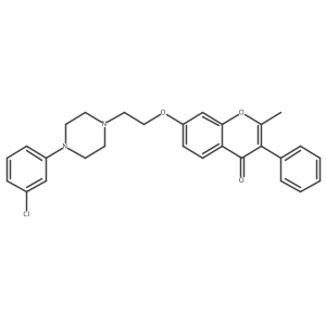 7-(2-(4-(3-chlorophenyl)piperazin-1-yl)ethoxy)-2-methyl-3-phenyl-4H-chromen-4-one Structure